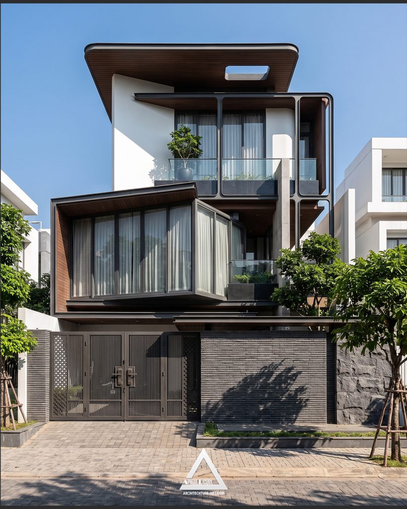 Biệt Thự Hiện đại 8.5x18m Ld House Tại Tp.hcm Do Apollo Design Thiết Kế Với Hình Khối Bất đối Xứng Và Hệ Cửa Kính Lớn.